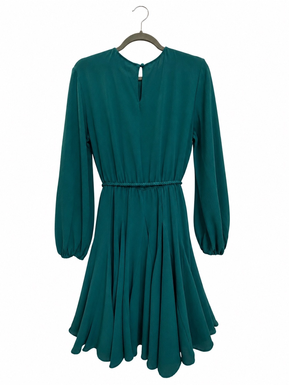 Premier Amour Teal Green Long Sleeve Tie Waist Dress Size 6 - Picture 4 of 5